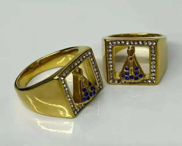 anel santa nossa senhora aparecida dourado aço inox 316l unisex 2x24-22 1un