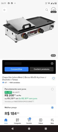 Chapa de hambúrguer 150 reais