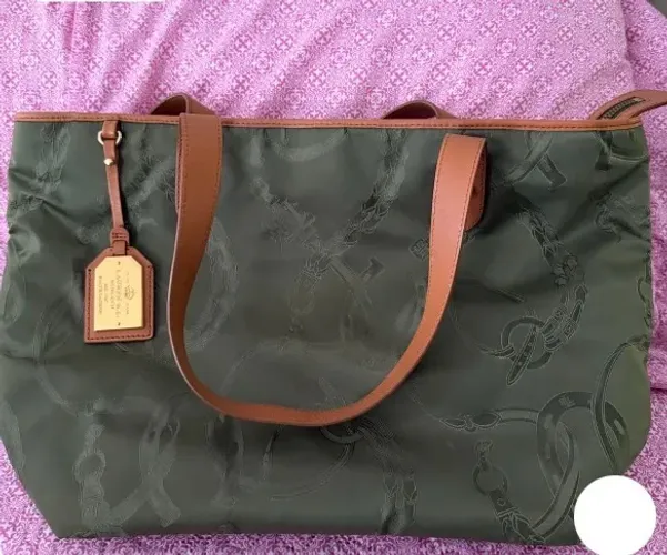 bolsa tote lauren ralph lauren verde militar