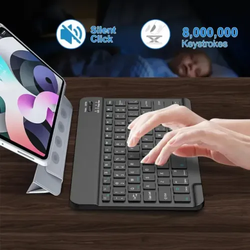 Mini Teclado Bluetooth Compatível com iPad 10ª Geração, iPad Pro/Air/Mini, Samsung e Xiaom