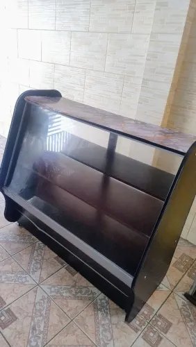 Balcão Vitrine Expositor Seco - Preto (Ideal para Padaria/Lanchonete)
