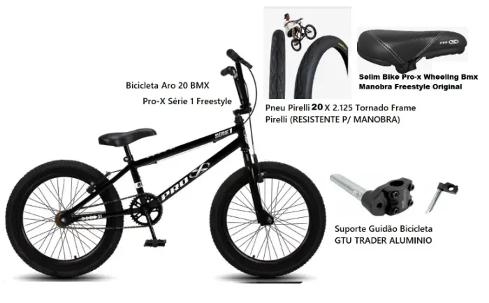 Bicicleta aro 20 Pneus balão BMX Pro-X Série Aro 20 Nota fiscal