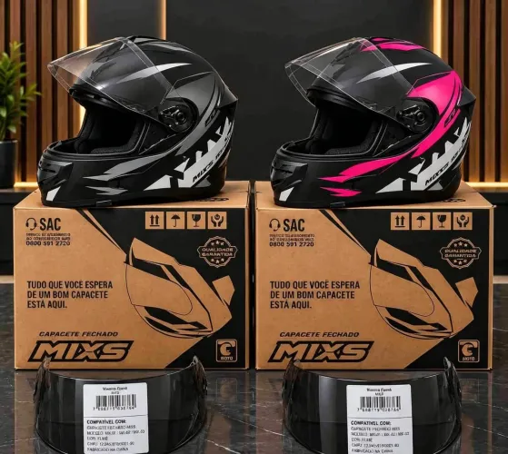 Capacete Fechado Mixs Masculino e Feminino Capacete Fosco Com Viseira Fumê