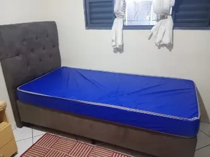 Cama Box Solteiro, Colchão e Cabeceira