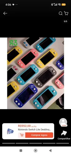 Nintendo Switch Lite Desbloqueado + Cartão de Memória 128gb