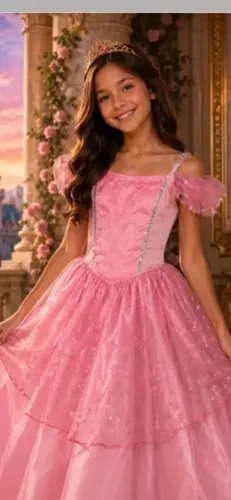 Fantasia de princesa infantil, tamanho 7/8