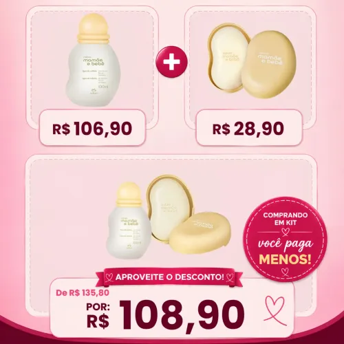 Kit Mamãe Bebê Flor de Laranjeira (água de colônia + sabonete com saboneteira)