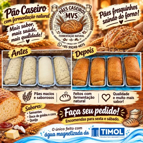 Pão caseiros com fermentação natural