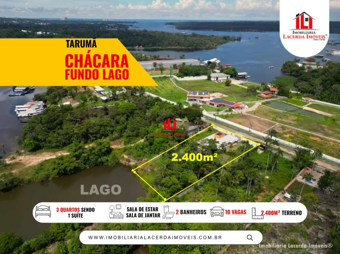 Chácara com Fundo para o Lago no Tarumã - 3 Quartos Sendo 1 Suíte, 2400m² de Terreno
