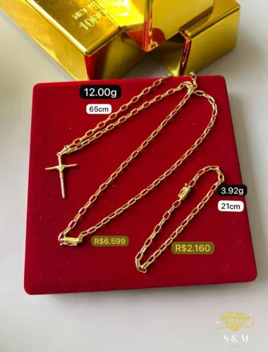 Kit corrente de ouro com pulseira