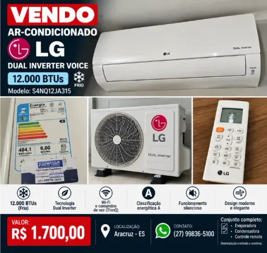 Ar-condicionado LG Dual Inverter Voice 12.000 BTUs