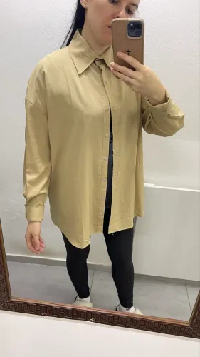 Camisa social feminina bege tamanho m