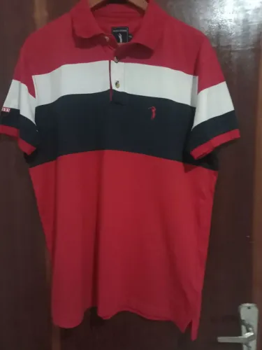Camisa polo aleatory GG vermelha branca e azul