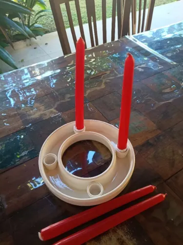 Porta-velas De Cerâmica - Centro De Mesa (estilo Advento)
