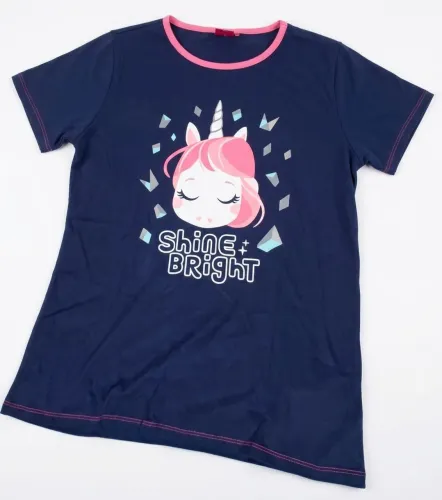 Camisola Puket Manga Curta Infantil Estampa Unicórnio Shine Bright. Criança de 6/7 anos