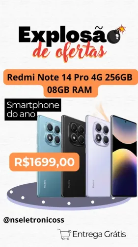 Smartphone Not 14 Pro 4G 256GB 8GB RAM Dual SIM Entregamos Gratis Garantia 