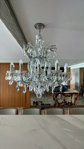 Lustre de Cristal Verdadeiro com 12 Braços - 90 × 90 cm