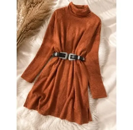 Vestido De Inverno Gola Alta-MINI VEST. CURTO ANITA+ Cinto Fivela Dupla | Excelente Estado