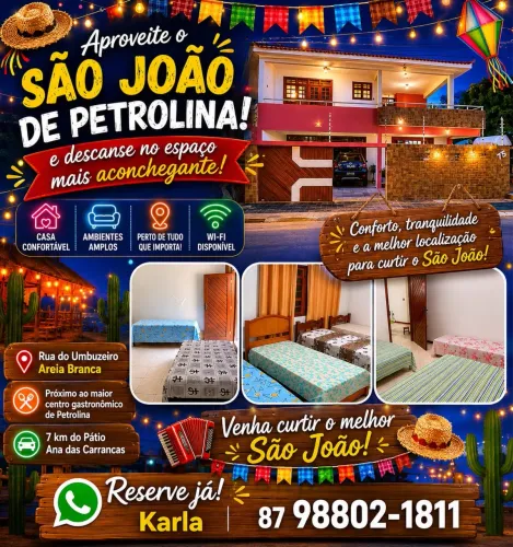QUARTOS DISPONÍVEL PARA O SÃO JOÃO 