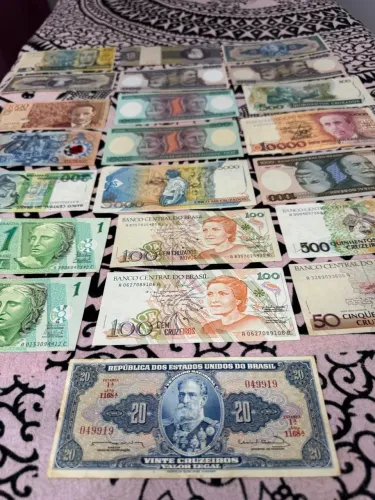 Coleção de Notas Antigas - Brasil e Estrangeira (16 notas) - Ótimo estado