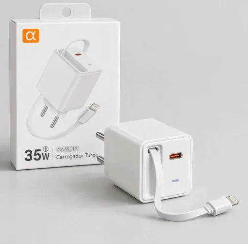 Carregador Turbo 35W CA49-12 aGold com Cabo Lightning Retrátil + Tipo-C