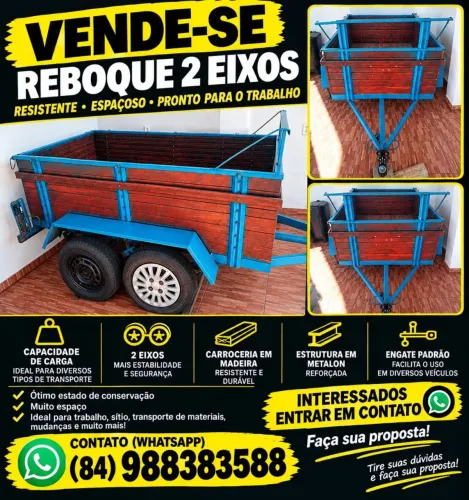 Vende-se reboque bem conservado pneus bons também troco em moto faço comércio
