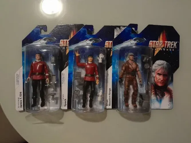 Lote bonecos star trek classico - spock kirk e khan