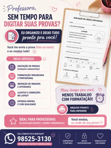 Digitação e formatação de provas 