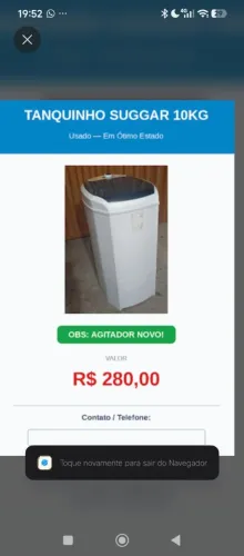 Tanquinho suggar 10 kg