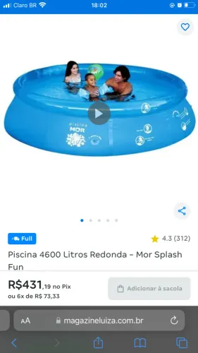 Piscina inflável 4600lt Vendo ou troco por algo do meu interesse 