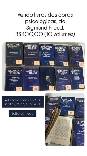 livros das obras psicológicas, de Sigmuna Freud.