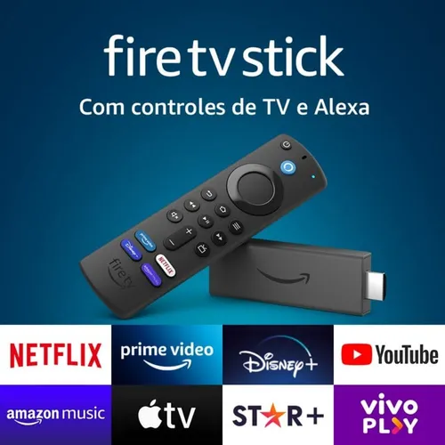 Tv Box Fire Tv Stick Com Controle Remoto por Voz Com Alexa - Amazon