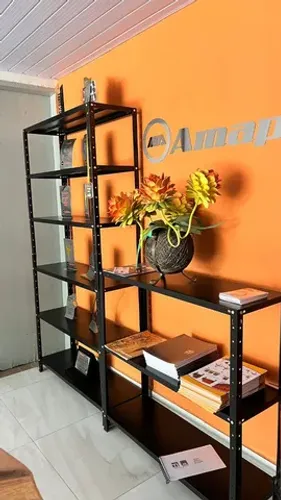 Estante de aço dupla flex 1.76x0.30 Preto. NOVA