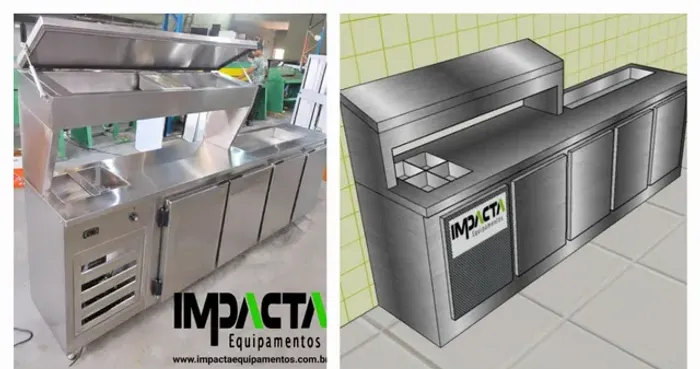 Refrigerador inox- balcao pizzaiola sob medida
