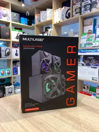 Caixa de Som Multilaser Gamer 2.1 30W Rms Rgb Sp952 - Loja Física 