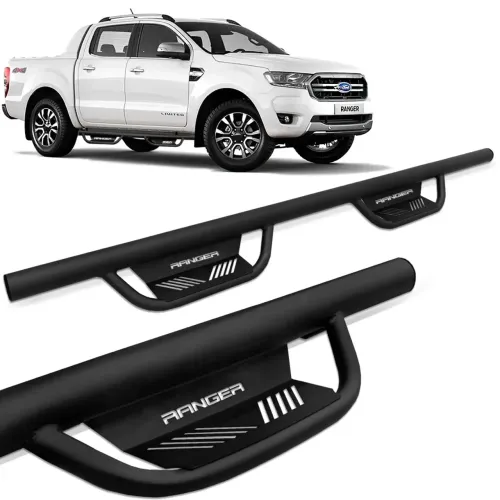 Estribo Lateral Ranger CD 2013 a 2024 Tx Aço Preto CK