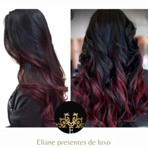 Cabelo com mechas vermelhas de  tic tcs bio humano original .