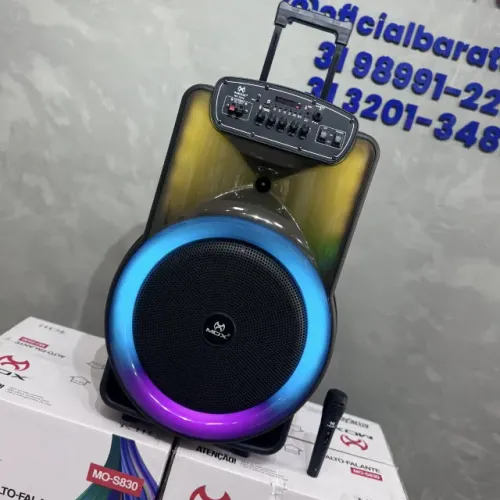 Caixa de Som Bluetooth Trolley Potente com Bateria MOX MO-S830 - Preto 