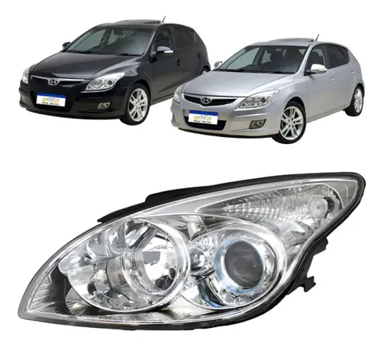 Farol Hyundai I30 2008 A 2013 Cromado Foco Duplo Manual  Esquerdo/motorista