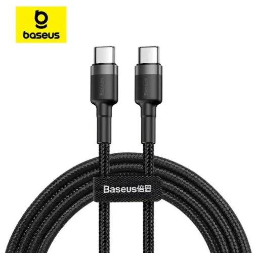 Cabo Baseus Tipo C nos Dois Lados 60W 3A Turbo Reforçado Android iPhone 15 e 16