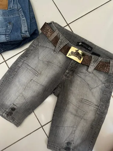 Bermuda Jeans Cinza Kaddfor com Cinto - 40