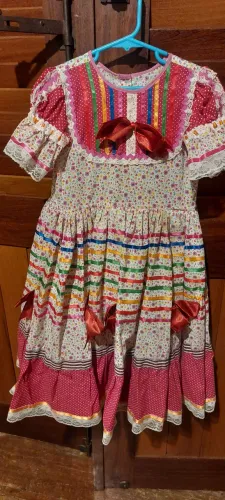 Vestido Infantil Festa Junina Colorido