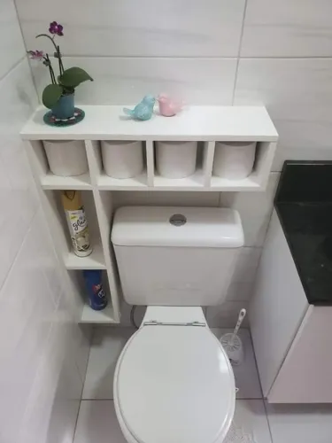 NICHO PORTA PAPEL HIGIENICO 6 COMPARTIMENTOS EM MDF BRANCO