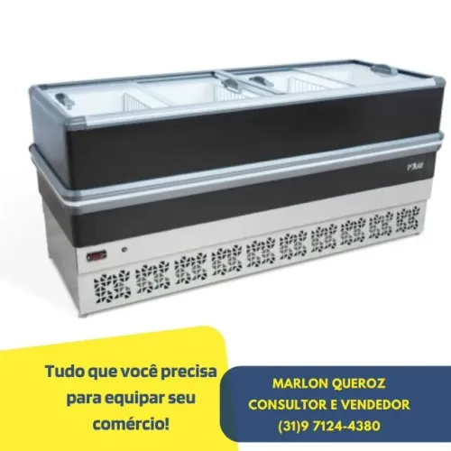Ilha de Congelados 2M Polar Vidro Reto