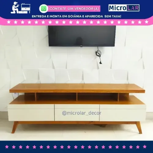 Rack para TV 1.80m 3 Gavetas RN - Entrega e Monta na Hora