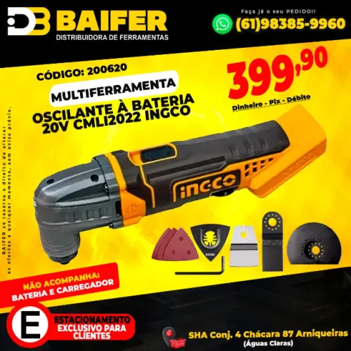 Multiferramenta Oscilante à Bateria 20v CMLI2022 Ingco