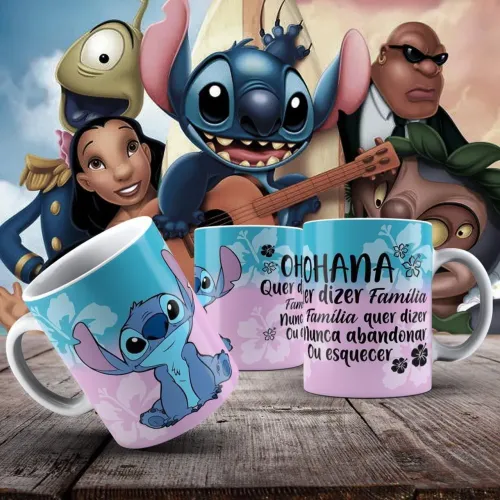 Caneca Stitch Ohana Família - Utensílio de Cozinha