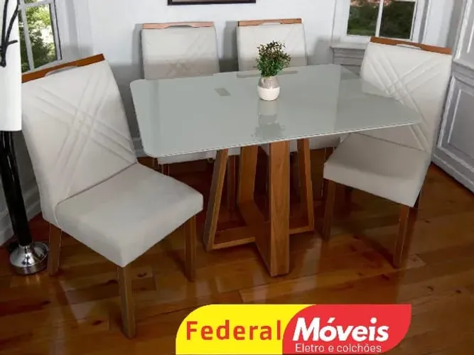 Mesa de Jantar 1,20x90cm c/ 4 Cadeiras - Últimas Unidades