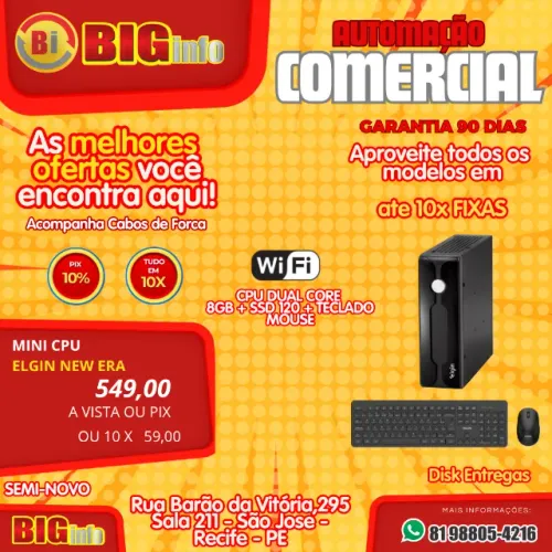 Mini Computador Elgin Newera E3 Nano N2 Celeron N3350 Ssd 120 + 8GB - Em ate 10x Fixas 