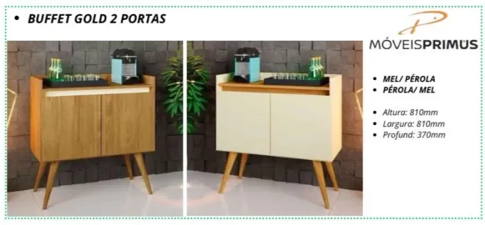 Aparador Buffet Gold 2 Portas Novo